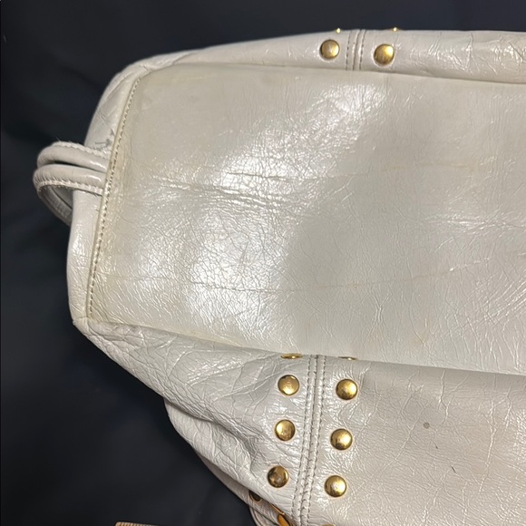 Sabina Elegant white soft Leather Bag with Gold Accents 80s - Picture 5 of 14